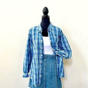 Vintage Denim Striped Button Down